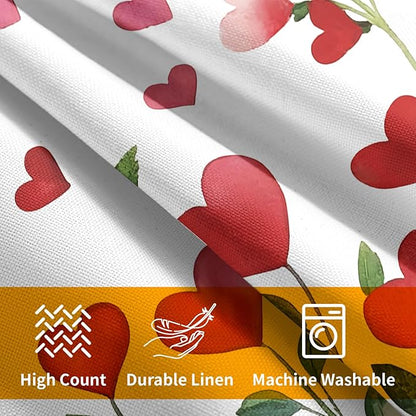 Valentines Day Pillow Covers 16x16 Set of 2 Green Red Heart Throw Pillow Covers Love Pillowcase Linen Decoration Farmhouse Holiday Cozy Soft Cushion Case Couch for Indoor Outdoor Home Decor