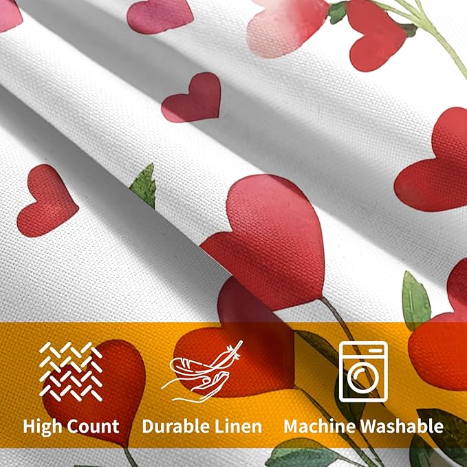 Valentines Day Pillow Covers 24x24 Set of 2 Green Red Heart Throw Pillow Covers Love Pillowcase Linen Decoration Farmhouse Holiday Cozy Soft Cushion Case Couch for Indoor Outdoor Home Decor