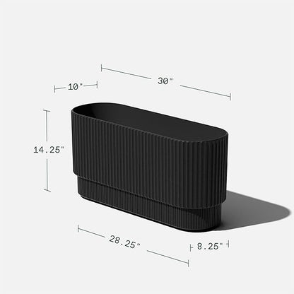 Veradek Demi Series Long Planter for Porch, Patio, Backyard | Durable Plastic-Concrete Material | Modern Décor for Shrubs, Flowers