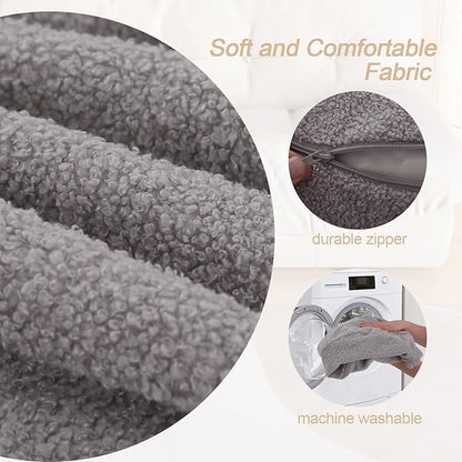 MeMoreCool Stuffed Round Pouf Ottoman Foot Rest, Floor Pouf Foot Stool with Soft Foam Chunk Filling, Small Round Ottoman Footstool Circle Footrest for Living Room, Light Grey