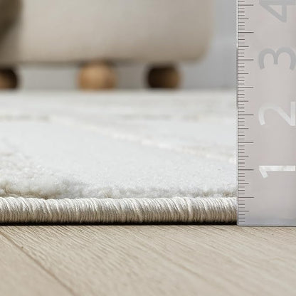 Abani Beige Area Rug - 4' x 6' - Living Room & Bedroom - Abstract Stripe Design - Indoor Use - Easy to Clean, Stain Resistant, Non-Shedding - Neutral Collection