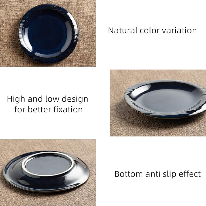 Ceramic Jewelry Tray Decorative Ring Holder and Trinket Dish for Women Wedding Engagement Birthday Gift for Her Jewelry Organizer Vanity Tray (blue)