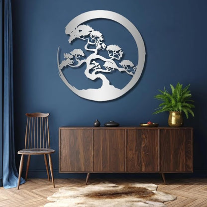 Yemwot Metal Tree of Life Wall Decor, Circle of Life Metal Tree Wall Art, Branch Art, Spiritual Decor, Modern Sculpture Decoration, Living Room Bedroom Decoration (Black-Tree 3, 23"x 24"| 60x61cm)