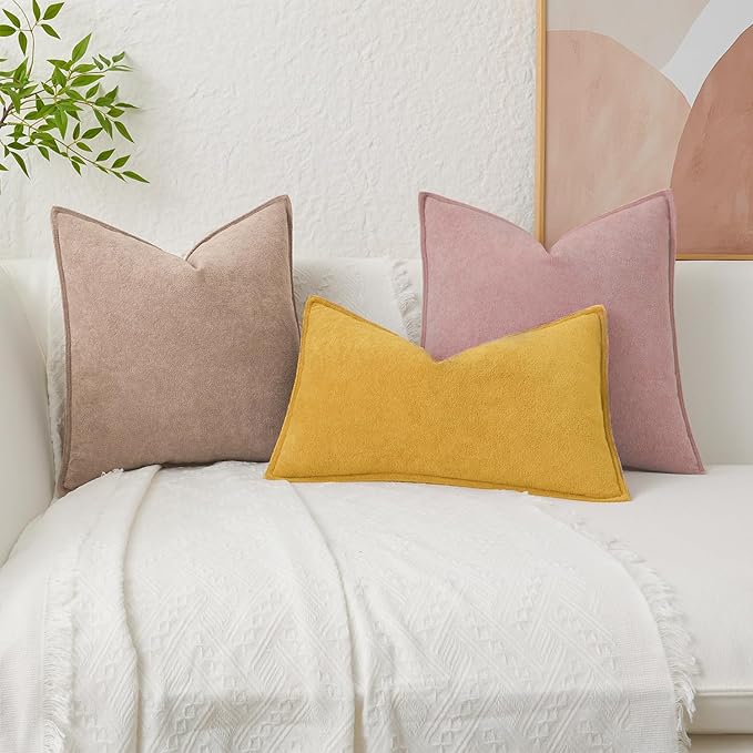 Kevin Textile Valentines Day Decorative Pillow Covers Plush Pink 26x26 Inch Pack of 2 Waterproof Soft Boucle Textured Euro Pillowcases Elegant Accent Pillows for Couch Sofa Chair Bed Home