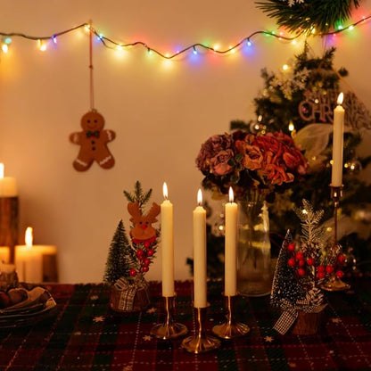 Candlestick Holders Taper Candle Holders, Gold Vintage Candle Holder for Pillar Candles Table Centerpiece, Wedding Reception, Festive Christmas Mantel Decoration or Home Decor, Set of 8