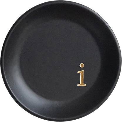 COLLECTIVE HOME - Ceramic Jewelry Tray, Decorative Trinket Dish for Rings Earrings Necklaces Bracelet Watch Keys, Birthday Mother's Day Christmas Gift for Women, 4.75", Black Surface (i)