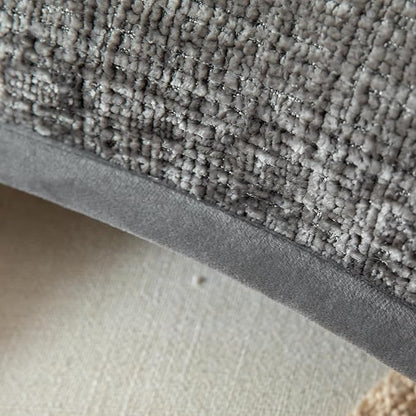 Yaertun Pack of 2 Chenille Textured Decorative Throw Pillow Covers Accent Solid Cushion Cover Soft Cozy Pillow Case with Velvet Back for Couch Sofa Bed Living Room 12x20 Inch Grey