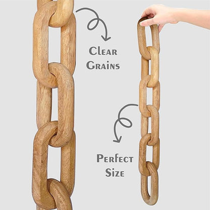 Boho Wooden Link Decor for Coffee Object for Coffee Table & Shelf Knot Sculpture, Farmhouse Rustic Shelf Natural Wood Chain Links for Living Room, Entryway, Console,Office Home Accent