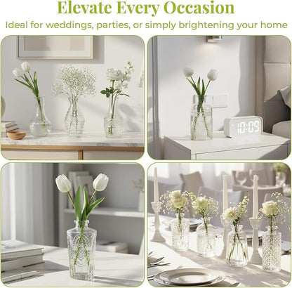 BEAHOT 32 Pack Bud Flower Vase in Bulk,Mini Vintage Glass Clear Vases for Centerpieces,Wedding Decor,Party & Home Decaration,Mother's Day (Clear)