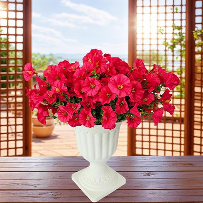 Artificial Silk Flowers for Outdoor Decoration,12 Bundles Faux Flowers Colorful Morning Glory with Eucalyptus Fake Plants Greenery UV Resistant for Outside Front Door Planter Porch Patio Yard