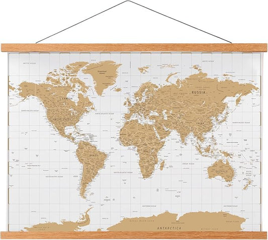 FALAMON Magnetic Poster Hanger Frame, 60x40 60x50 60x30 Teak Wood Magnet Poster Frame for Posters, Prints, Photos, Pictures, Maps, Scrolls, and Canvas Artwork