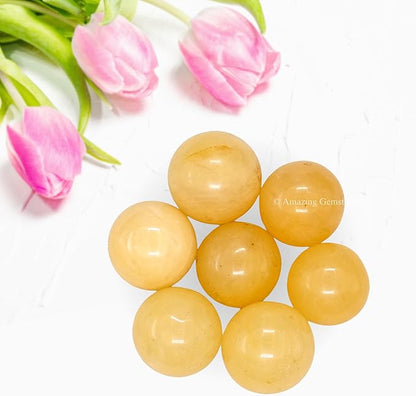 Amazing Gemstone Yellow Aventurine Crystal Ball - 1 Inches Crystal Sphere Meditation Balls for Witchcraft and Decorative Balls - Crystals and Healing Stones Beginners Gift (Pack of 1)