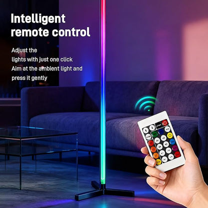 RGB LED Floor Lamp Minimalist Style, 16 Million Colors, White / Colored Lights Dimmable, with Remote Control, Music Sync, Modern Farmhouse Decor Led Lights for Bedroom, Living Room, Gaming Room