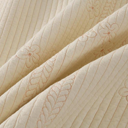MarCielo 100% Cotton Quilt Set Lightweight Bedspread with Scalloped Edge, Farmhouse Vintage Bedding, All Season Use(Tu Beige,King (114"x102"))
