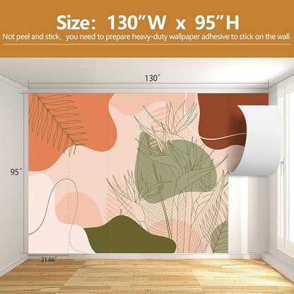 Tropical Wallpaper Abstract Botanical Leaf Wall Mural for Living Room Bedroom（Not Peel and Stick）