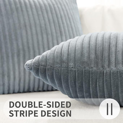 Simmore Decorative Spring Euro Sham Throw Pillow Covers 24x24 Set of 2, Soft Natural Plush Flannel Double-Sided Fluffy Couch Pillow Covers for Sofa Living Room, Grey