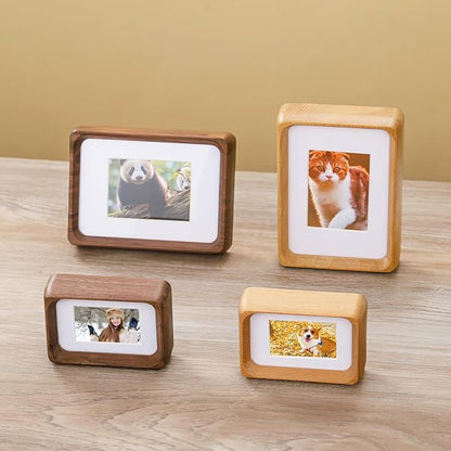 5x3.5 inch Natural Wood Picture Frame, Tabletop Wooden Small Photo Frame with Mat, Display Pictures 2x2.76 with Mat or 3.5x5 Without Mat for Desktop Display, Mini Photo Picture Frame (Beech)