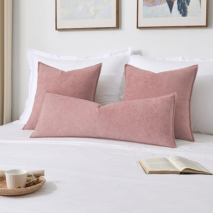 Kevin Textile 14x36 Inch Long Lumbar Cover 1 Pack Valentines Day Soft Boucle Textured Decorative Waterproof Rectangle Cushion Elegant Accent Pillows for Couch Sofa Chair Bed Home Plush Pink