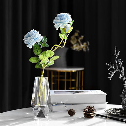 Kitcom Flower/Bud Crystal Vase Decorative Vases for Home, Wedding, Christmas, Outline Dimensions W2.4''xH6.3'', Clear with Gift Box