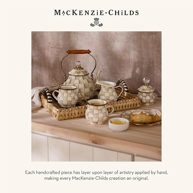 MACKENZIE-CHILDS Set of 4 Cork-Back Placemats, Hard-Finish Table Mats, Brown-and-White Mocha Check