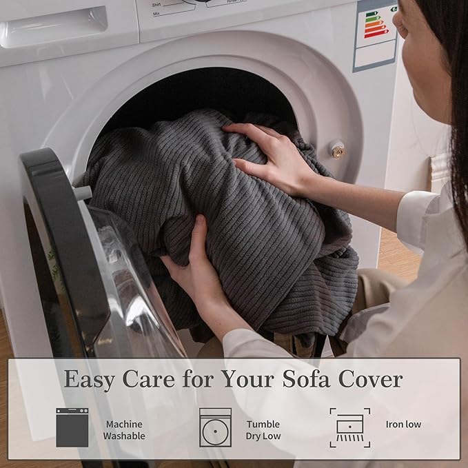 Sectional Couch Covers, Wear Resistant Stretch Sofa Covers Washable Soft Couch Cushion Covers Anti Slip Furniture Protector Sofa Slipcovers for Pets (1 Piece Oversized Sofa Cushion, Dark Gray)