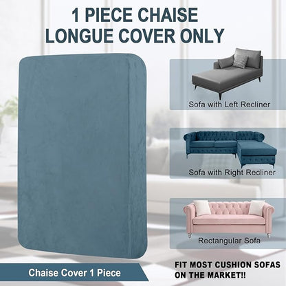 Couch Cover 1 Piece Chaise Lounge Cover Velvet Sectional Couch Cushion Covers Separate L Shape Sofa Slipcovers Furniture Protector for Dogs Pets (Chaise or Sofa 3-Seater, Teal)
