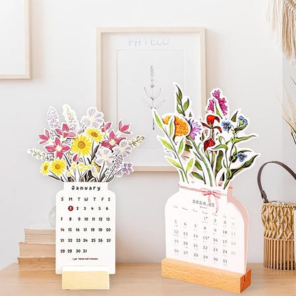 2026 Small Desk Calendar Bloomy Flower Calendar Stand up Desk Calendar Office Calendar Christamas Gifts New Year Gifts (Rose Bouquet)