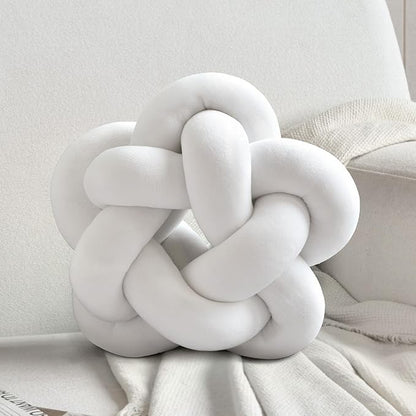 Star Shaped Knotted Pillow Soft Plush Throw Pillow Nordic Style Knot Room Decor for Home Office Sofa Couch Bed (White 12.59 in)