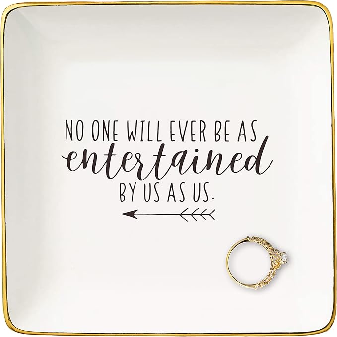NZY Friendship Appreciation Gifts for Best Friends,Bestie,Soul Sisters,Happy Memory-Farewell,Long Distance Gifts-Jewelry Tray Trinket Holder Ring Dish-No One Will Ever Be as Entertained by Us as Us