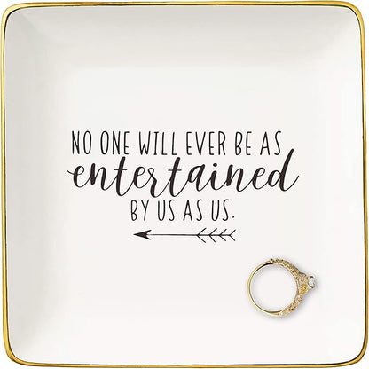 NZY Friendship Appreciation Gifts for Best Friends,Bestie,Soul Sisters,Happy Memory-Farewell,Long Distance Gifts-Jewelry Tray Trinket Holder Ring Dish-No One Will Ever Be as Entertained by Us as Us