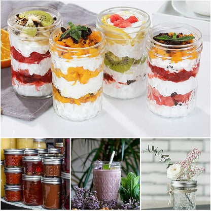 SPANLA 12 Pack Glass Mason Canning Jars With Regular Lids, Ideal for Jam, Jelly, Honey, Wedding Favors, Shower Favors, Baby Foods DIY Spice Jars - 4 OZ x 4, 8 OZ x 4, 12 OZ x 4