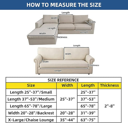 Eismodra Couch Cushion Covers Magic Stretch Sofa Slipcover for 3 Cushion Couch Dogs Pet L Shape 2 Seat Replacement Furniture Protector,Cream White Length 25-37 inches(Only 1 Piece)