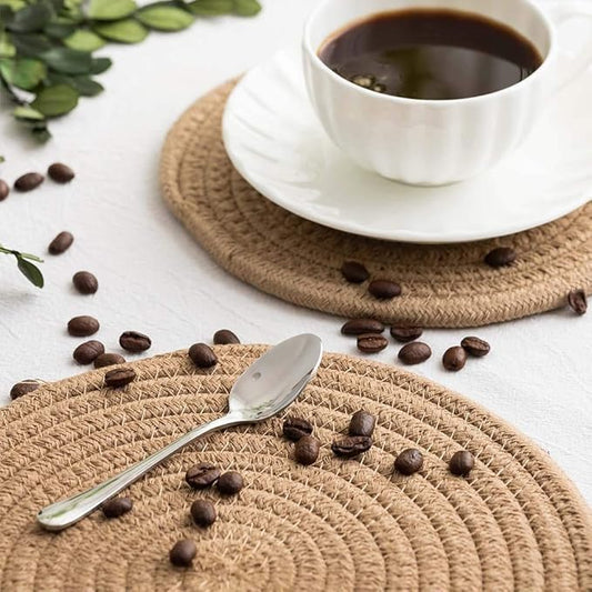 Round Woven Placemats, Set of 4 Natural Jute Rope Plate Chargers, 13'' Boho Tablemats Straw Braided Placemats, Non-Slip Heat Resistant Hand Woven Chargers Plate for Dining Table