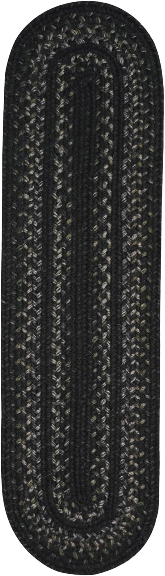 Homespice Jet Black Jute Braided Table Runner, Warm Primitive Decor, Set of 2, Oval 8x28 - Rich Colors, Easy to Clean, Durable and Protects Furniture