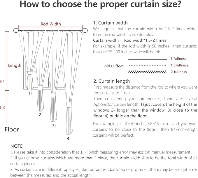 Joydeco Faux Linen Curtains 108 Inch Length 2 Panels Set, Light Filtering Curtains for Bedroom, Living Room Drapes with Rod Pockets (52x108 inch, Thick Linen)
