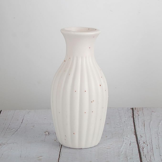 Set of 4 Small White Ceramic Vases Table Flower Vase Modern Decorative Vases for Pampas Grass, Small Vase for Home Living Room Dining Table Farmhouse Office Decor-4.9inch High