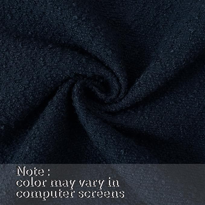 Jeneoo Navy Decorative Square Thick Throw Pillow Covers Fine Textured Boucle Dark Blue Couch Cushion Cases for Sofa Decor, Set of 2, 18 x 18 Inch