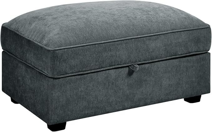 Ottoman - Chenille Grey with Storage & Comfort