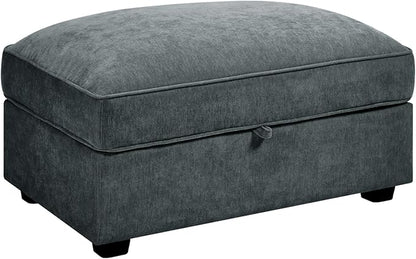 Ottoman - Chenille Grey with Storage & Comfort