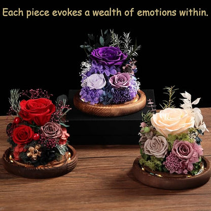 Lovenfold Flowers for Delivery Preserved Rose Gifts for Her,Forever Roses Flowers in Glass Dome,Birthday Gifts for Women Mom Wife Friend(Champagne Rose)