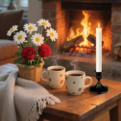 Black Candle Holder Taper Candle Holders, Set of 9 Candlestick Holders Decor for Home Decor, Metal Taper Candleholder for Fall Thanksgiving Halloween Christmas Table Fireplace Decor (9, Black)