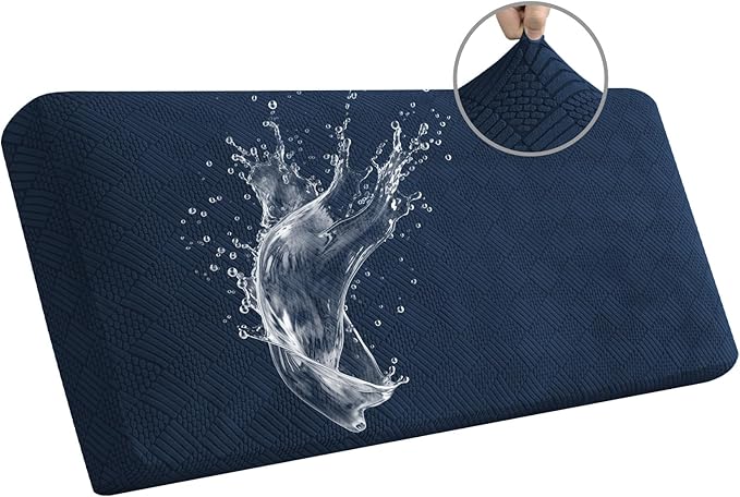 Easy-Going Waterproof Couch Cushion Covers for Couches and Sofas, Stretch Jacquard Sofa Seat Cover Replacement for Dogs, Pets & Kids, Durable Furniture Protector for Sofa Cushions, Navy Blue