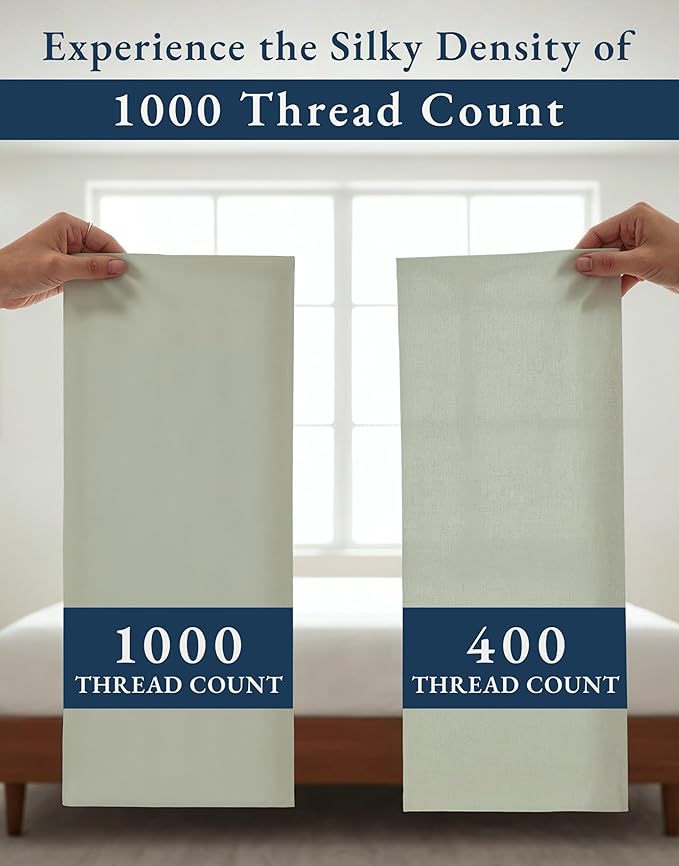 LANE LINEN 100% Egyptian Cotton Bed Sheets sábanas Twin Extra Long - 1000 Thread Count, Soft & Comfy Luxury Hotel Like Thick Bedding Sheets & Pillowcase Set, Machine Wash Naturally Cooling-Mineral