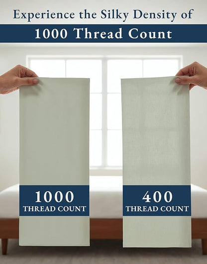 LANE LINEN 100% Egyptian Cotton Bed Sheets sábanas Twin Extra Long - 1000 Thread Count, Soft & Comfy Luxury Hotel Like Thick Bedding Sheets & Pillowcase Set, Machine Wash Naturally Cooling-Mineral