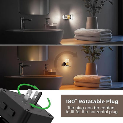 Night Lights Plug into Wall 2 Pack, Dimmable Night Light with Dusk-to-Dawn Light Sensor, Soft White/Cool White/Amber 3 Light Color, Adjustable Brightness, Rotatable plug, Bubble Nightlight for Hallway