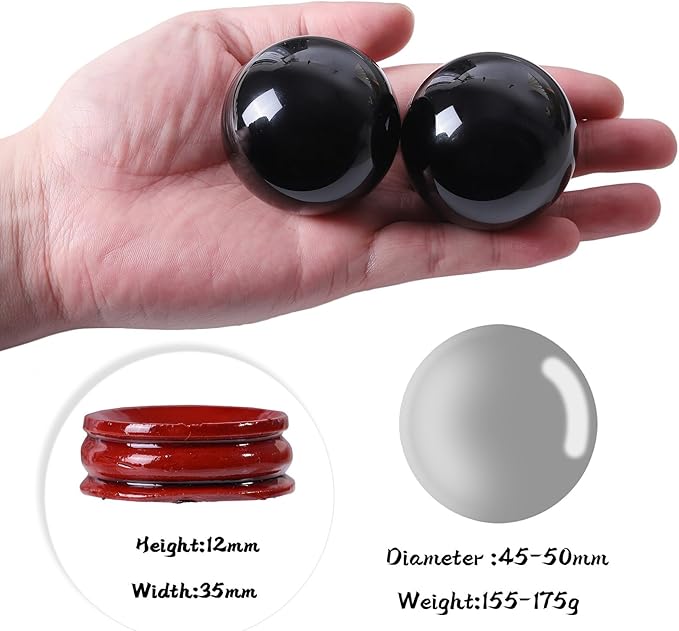 70mm Natural Black Obsidian Stone Sphere with Wooden Stand, Polished Crystal Ball Decoration for Home & Office