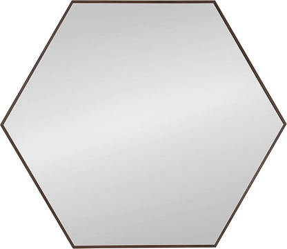 Kate and Laurel Rhodes 6-Sided Hexagon Wall Mirror, 30.75x34.75 Walnut Brown