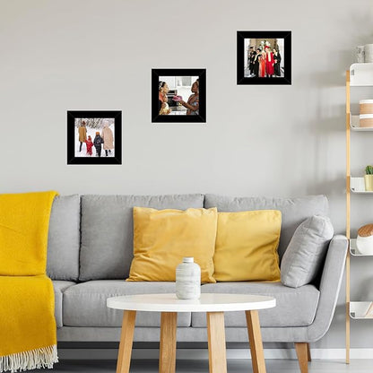 4x4 Picture Frame Set of 2 Black for Wall Hanging or Tabletop, Wall Mounting Horizontally or Vertically, 4 x 4 Square Wall Gallery Poster Photo Frame with Shatter Resistant Plexiglass, 2 Pack, Black