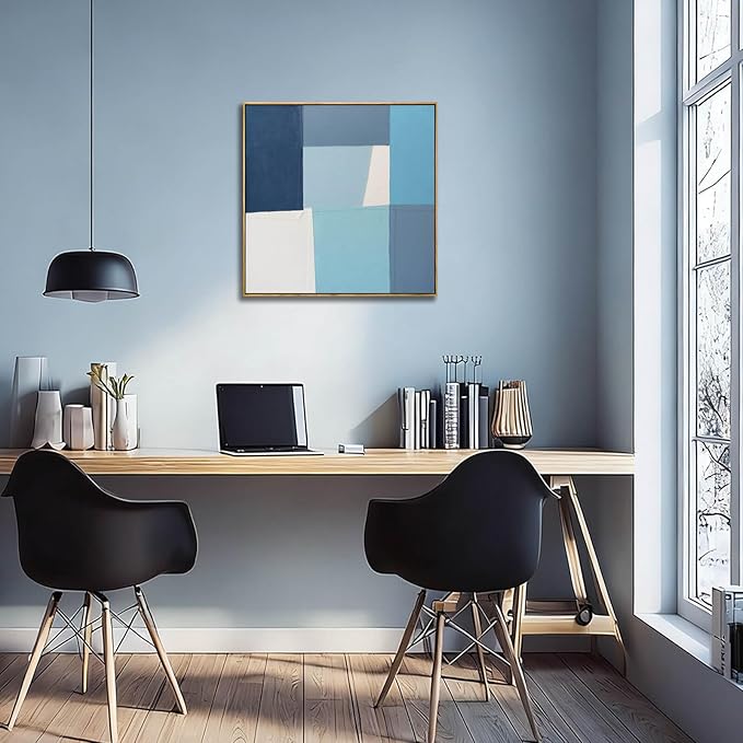 LEVERUP Abstract Photos Art Blue Wall Artwork Minimalist Printings Posters Modern Wall Decor for Living Room Bedroom Office 20×20 Inch Hallway Decorations