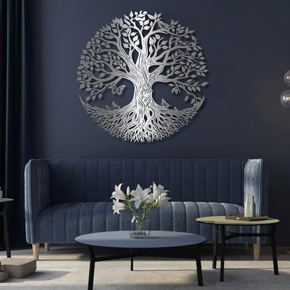 Yemwot Metal Tree of Life Wall Decor, Circle of Life Metal Tree Wall Art, Spiritual Sign, Modern Sculpture, Living Room Bedroom Decor (Gold-Tree 4, 39"x 39"| 100x100cm)